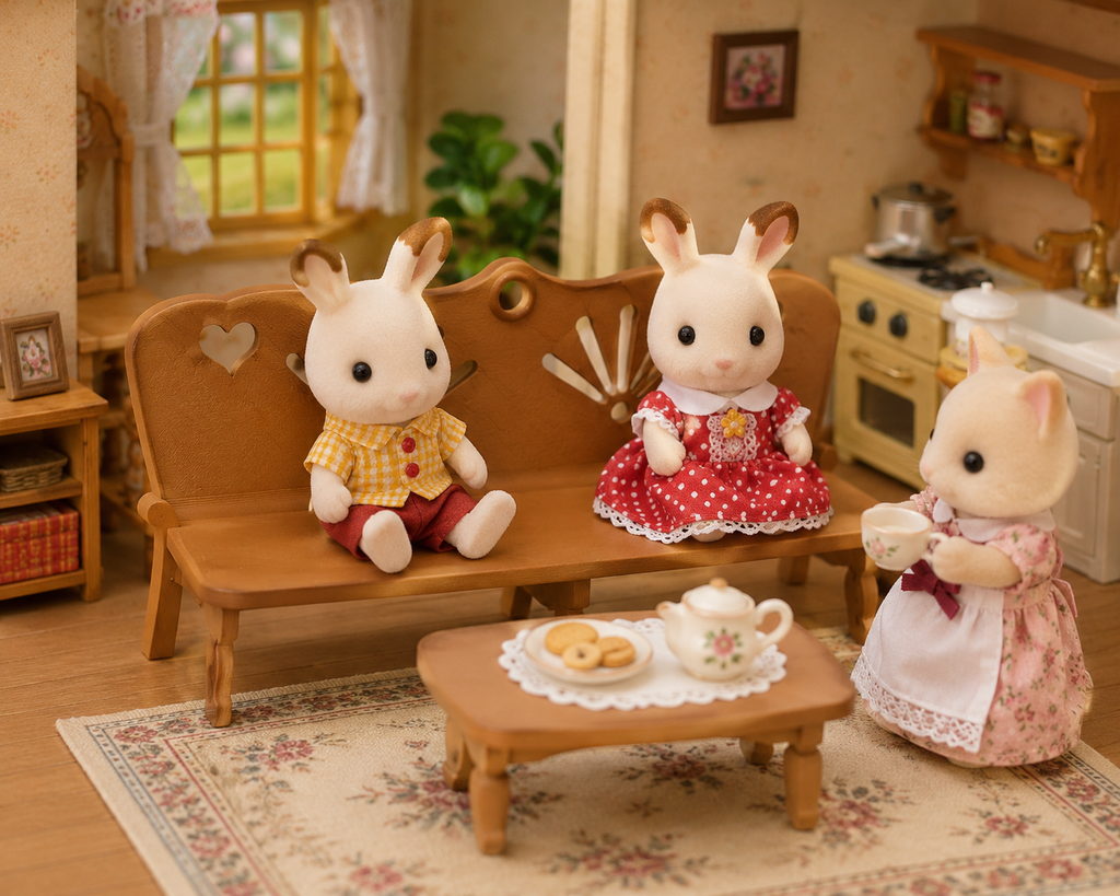 Rustic Dollhouse Bench – Sylvanian Scale Furniture