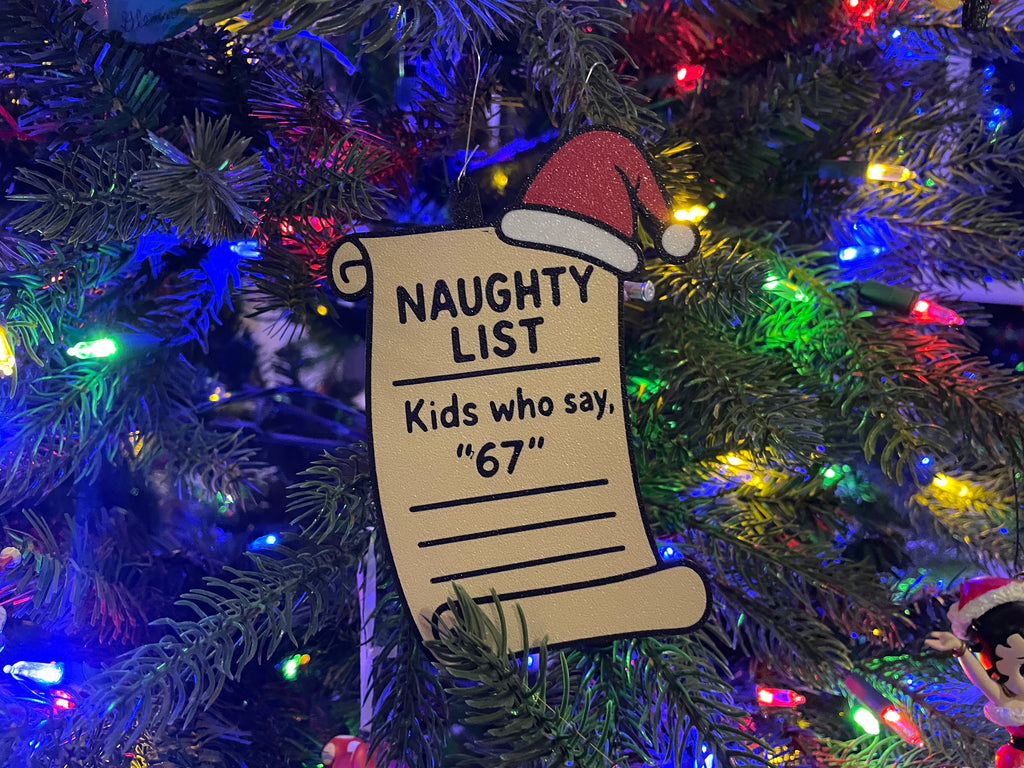 67 Christmas Ornament 4 color Santa List / Funny