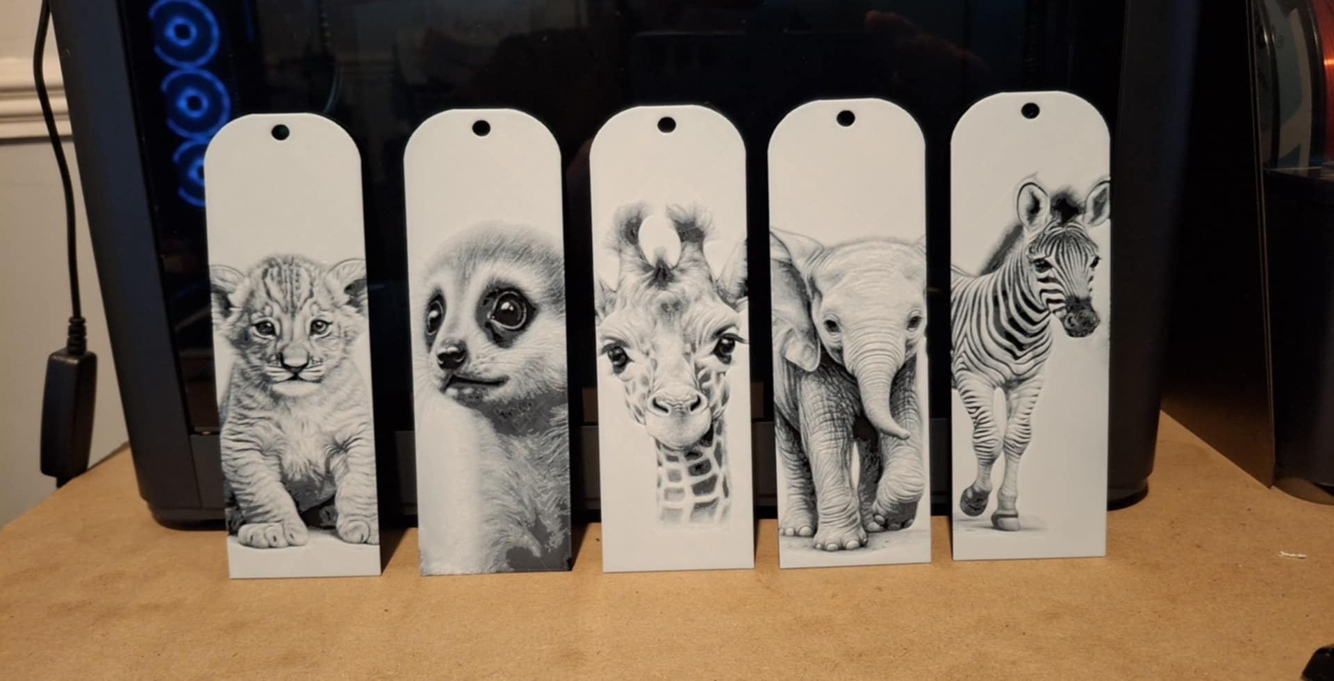 set 1 - Jungle animal bookmarks - greyscale