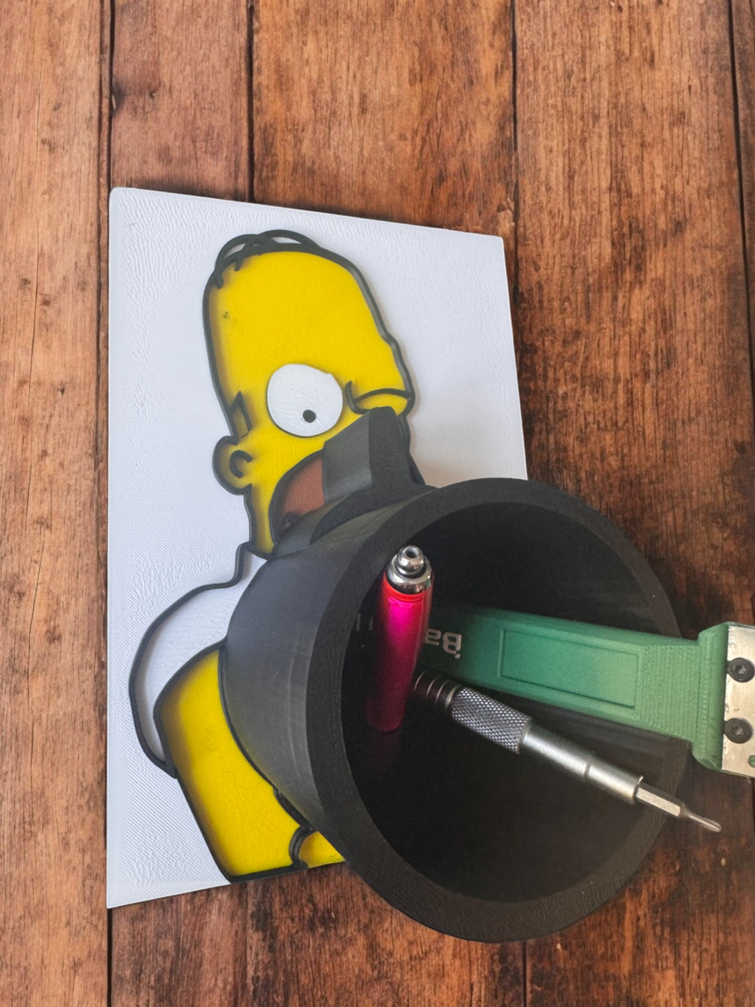 Homer Holding a Gun -Wall-Mounted Shelf& Organizer