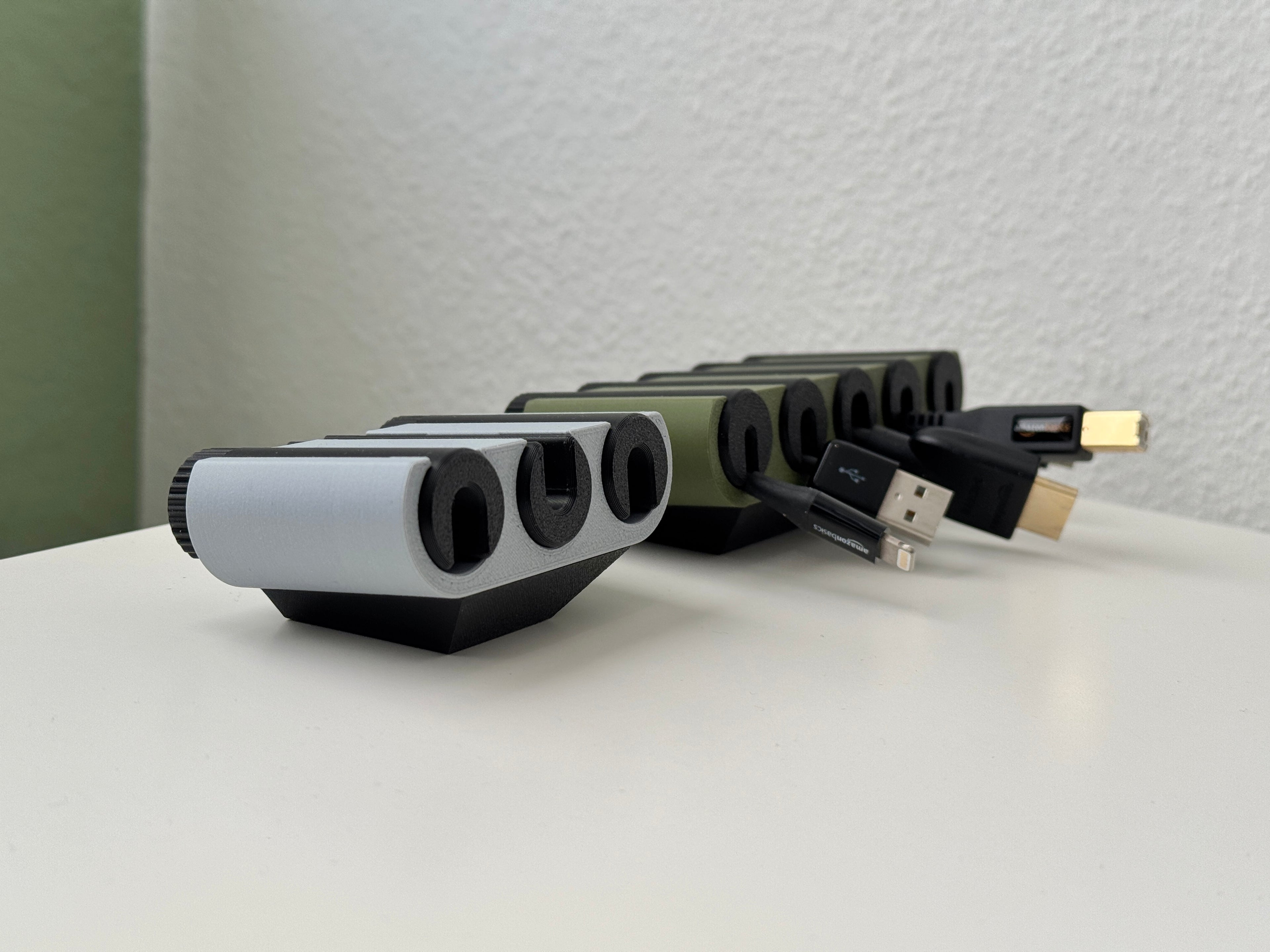 Desk cable management holder / cable organizer