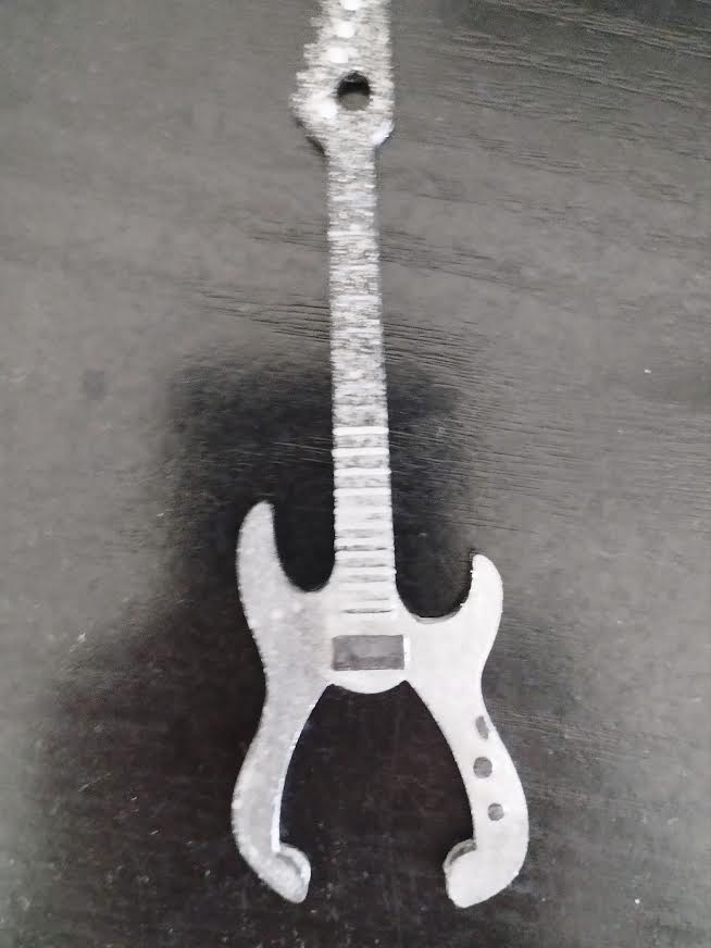 Right handed Guitar shaped pick holder keychain