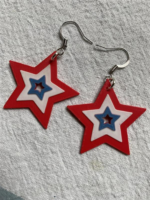 4th of July Star Earrings