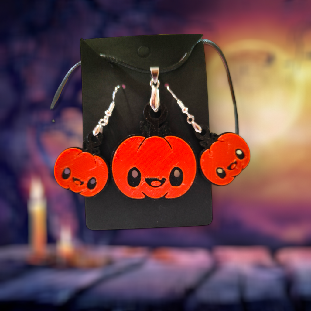 Cute Pumpkin - Earrings and Necklace
