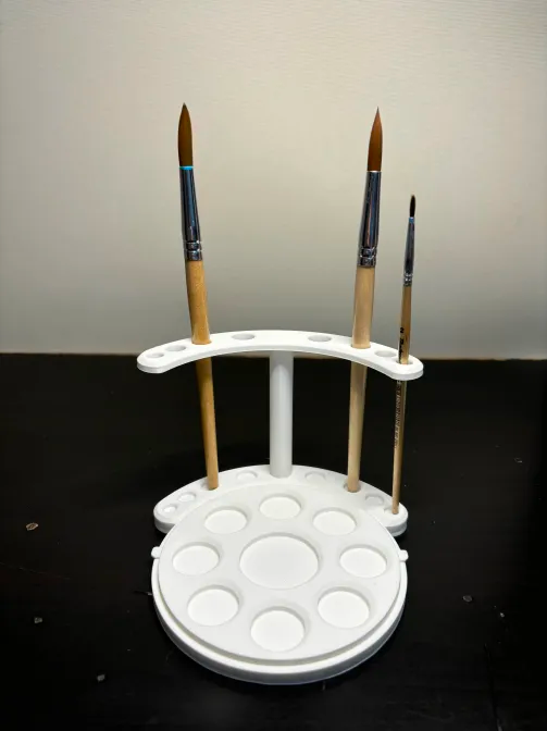 Paintbrush holder and paint palette dish