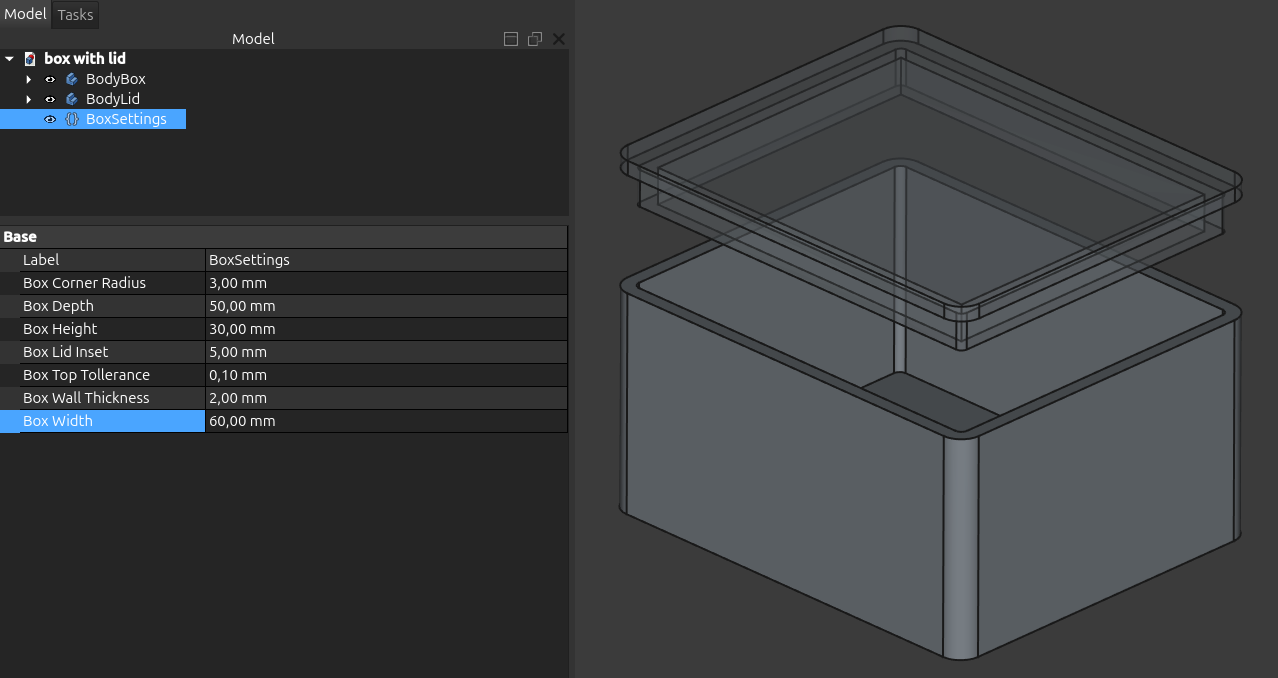 Box with rounded corners and lid