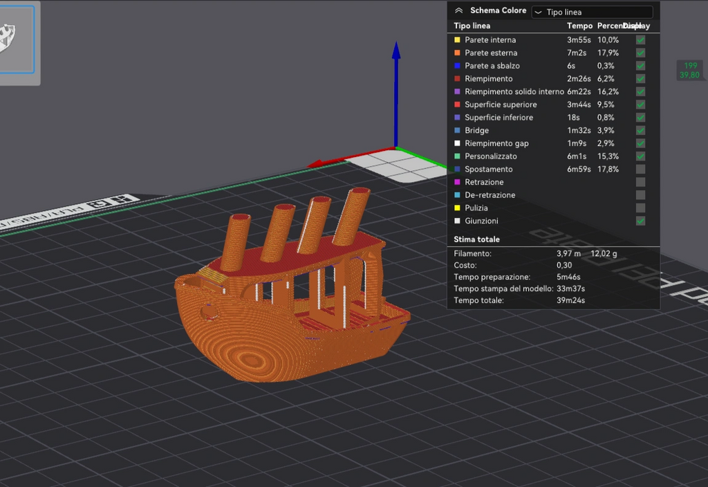 Benchy test stringing/ironing/bridge