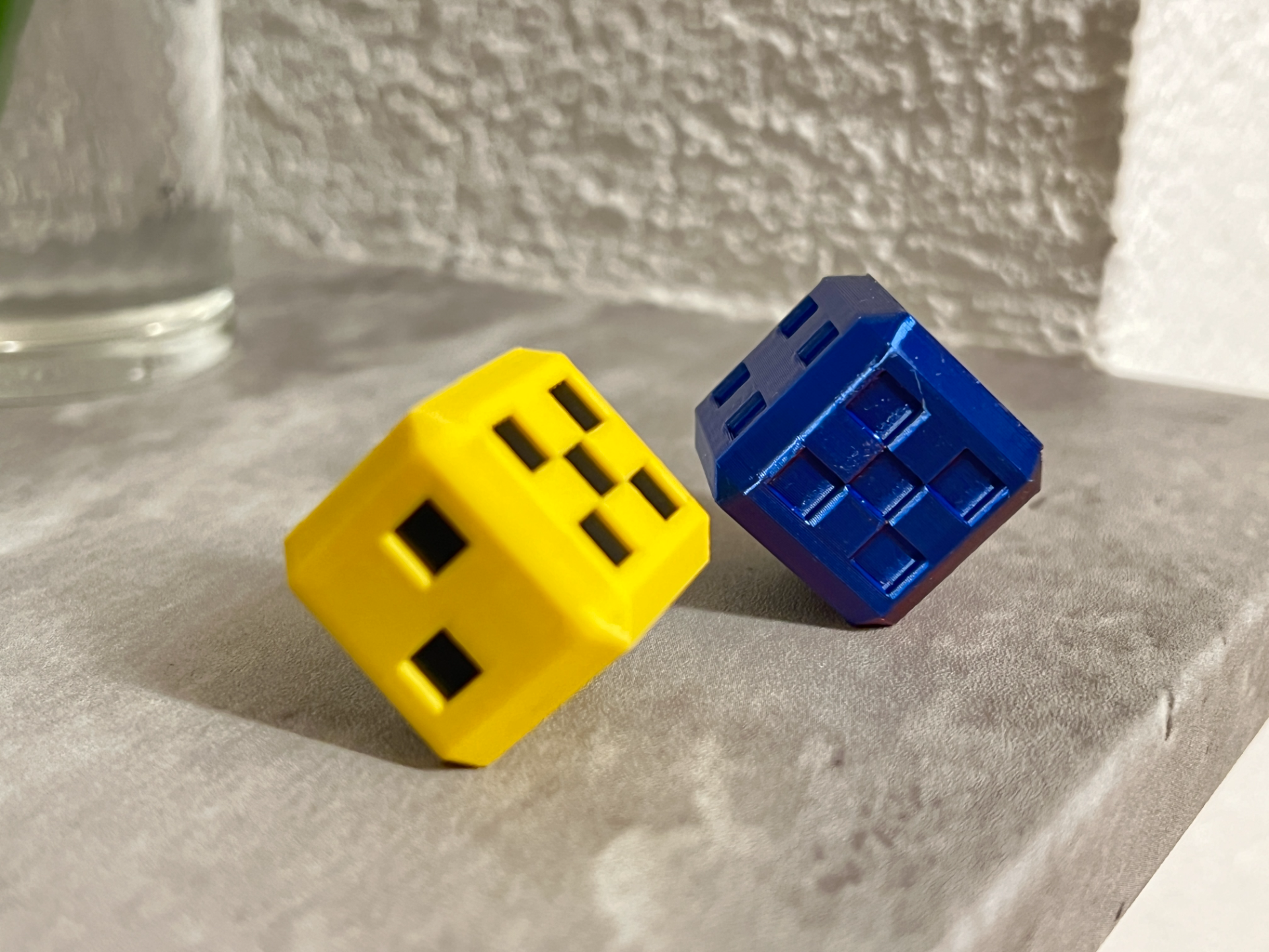 Dice with square styled cutouts, 25x25x25