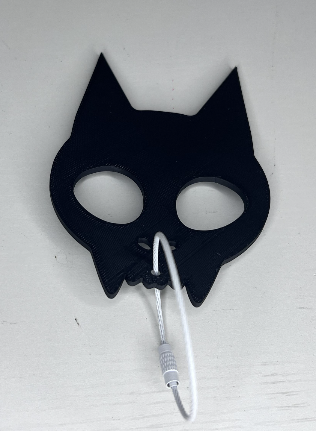 Self Defense Cat Skull Keychain