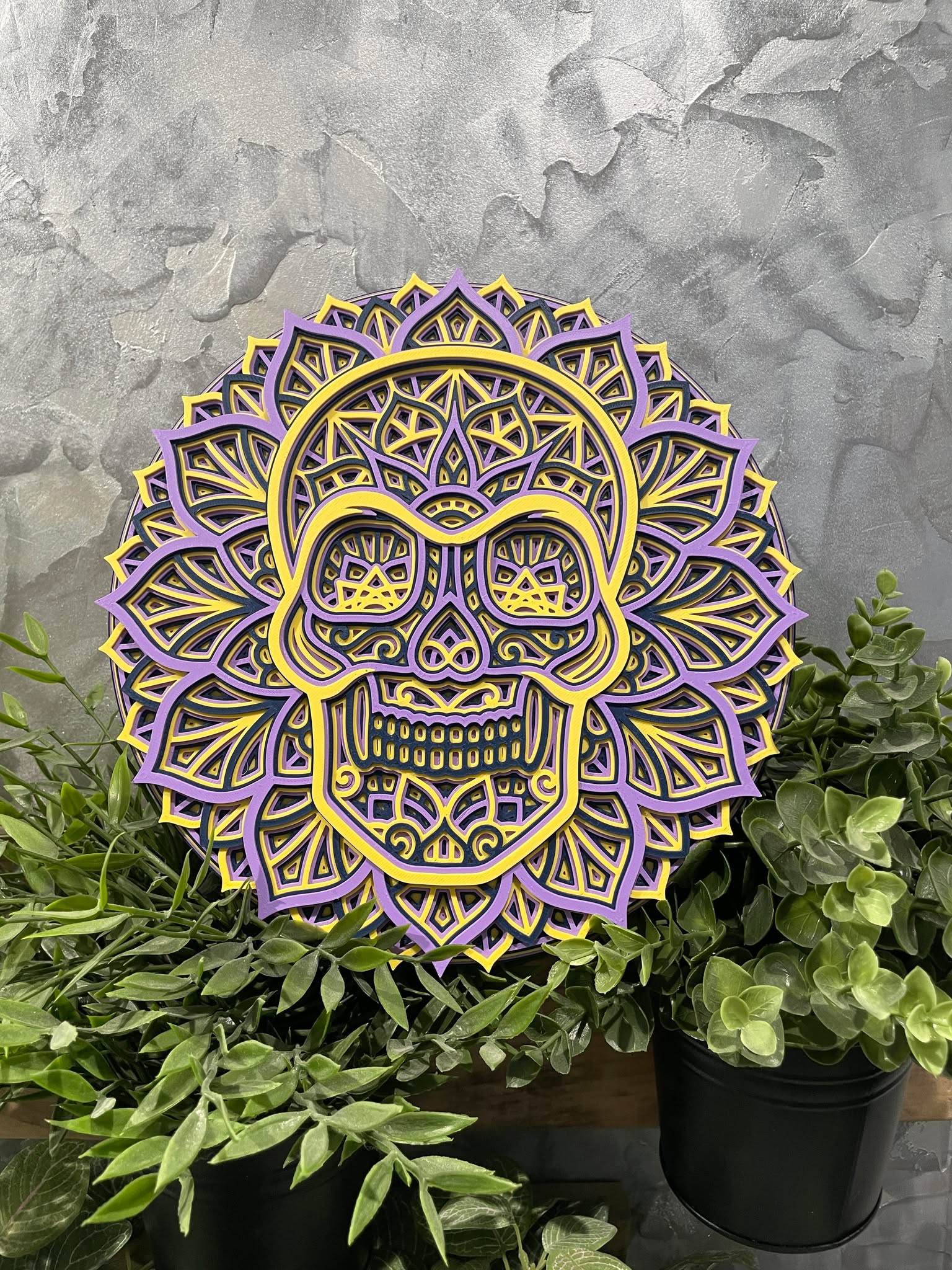 Customizable Layered Mandala Skull