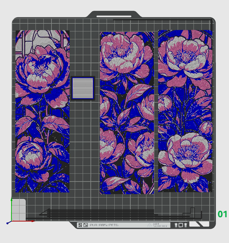 Set of 3 Bookmarks - Springtime Blooms of a Pink Peony Flowering Bush in Stained Glass