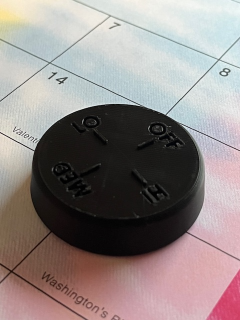 Electric baseboard heater control knob