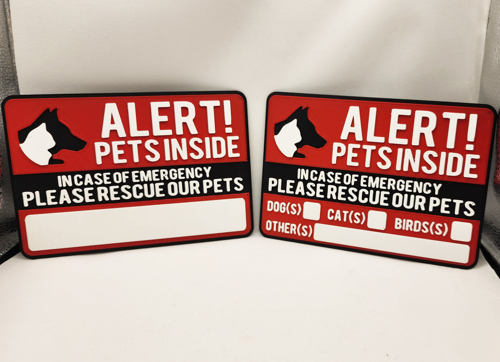 Alert! Pets Inside Signs - 3 Color