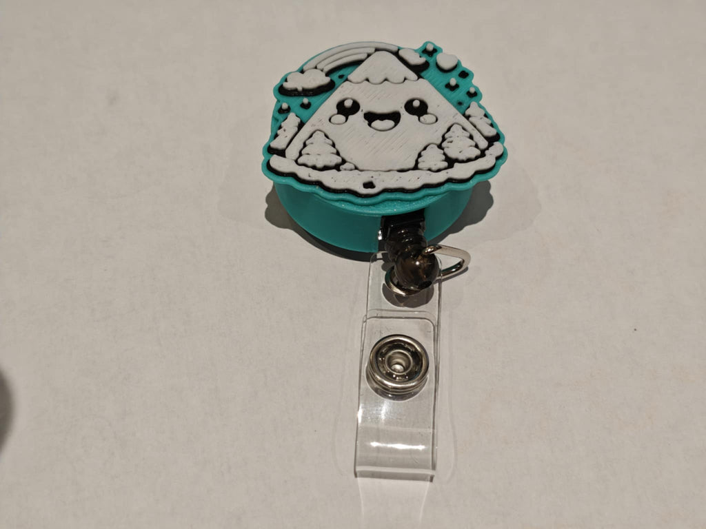 Happy mountain retractable badge