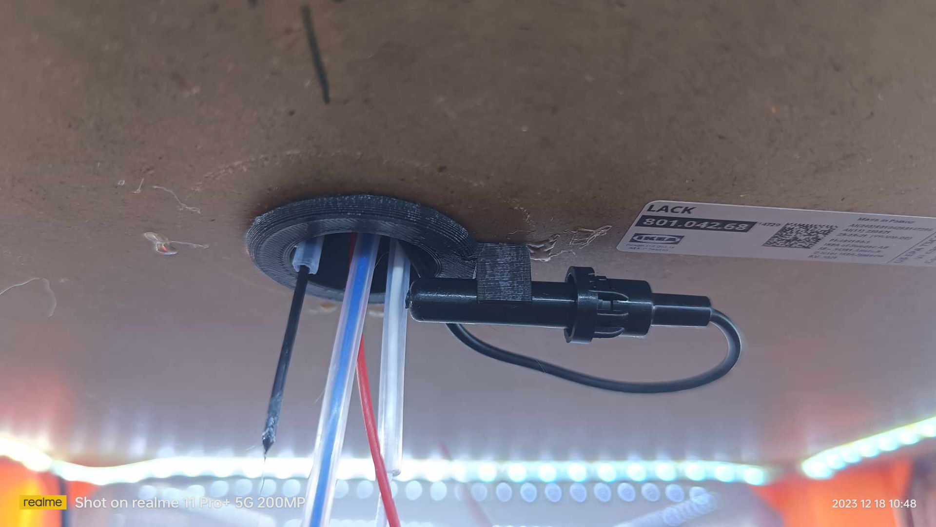 IKEA LACK filament guide and humidity sensor holder