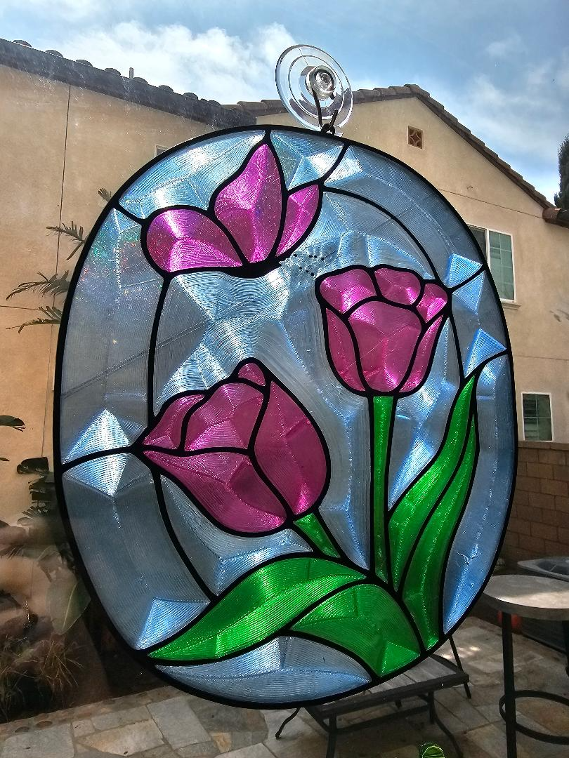 Tulips and Butterfly Stained Glass