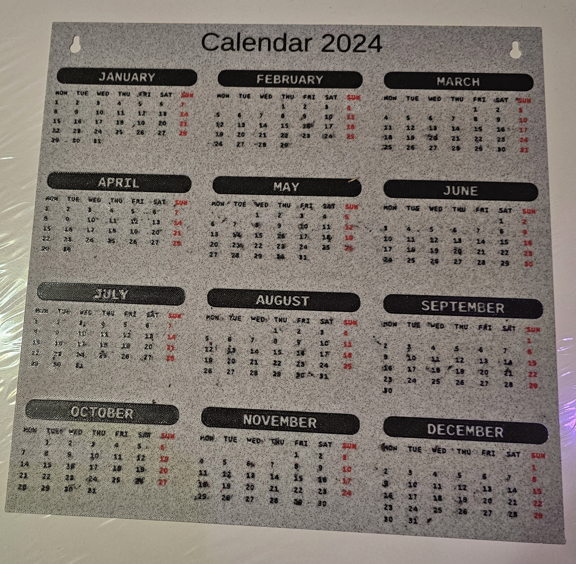Customizable parametric calendar