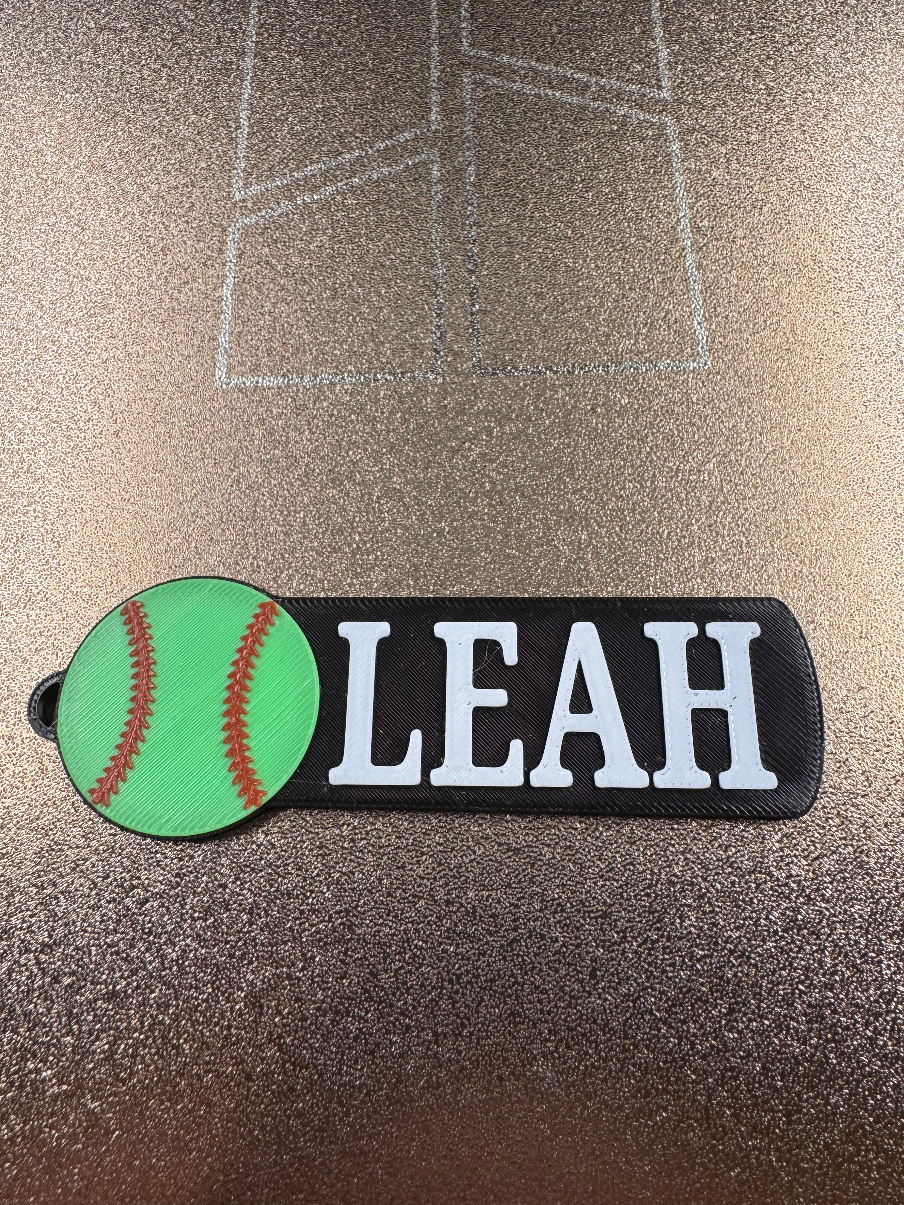 Softball Keychain / Luggage Tag (Customizable)