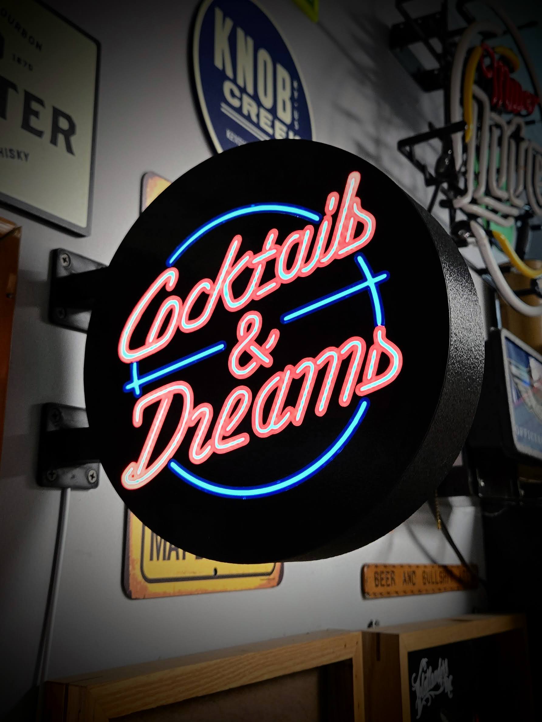Retro Cocktails & Dreams Bar Lightbox Sign