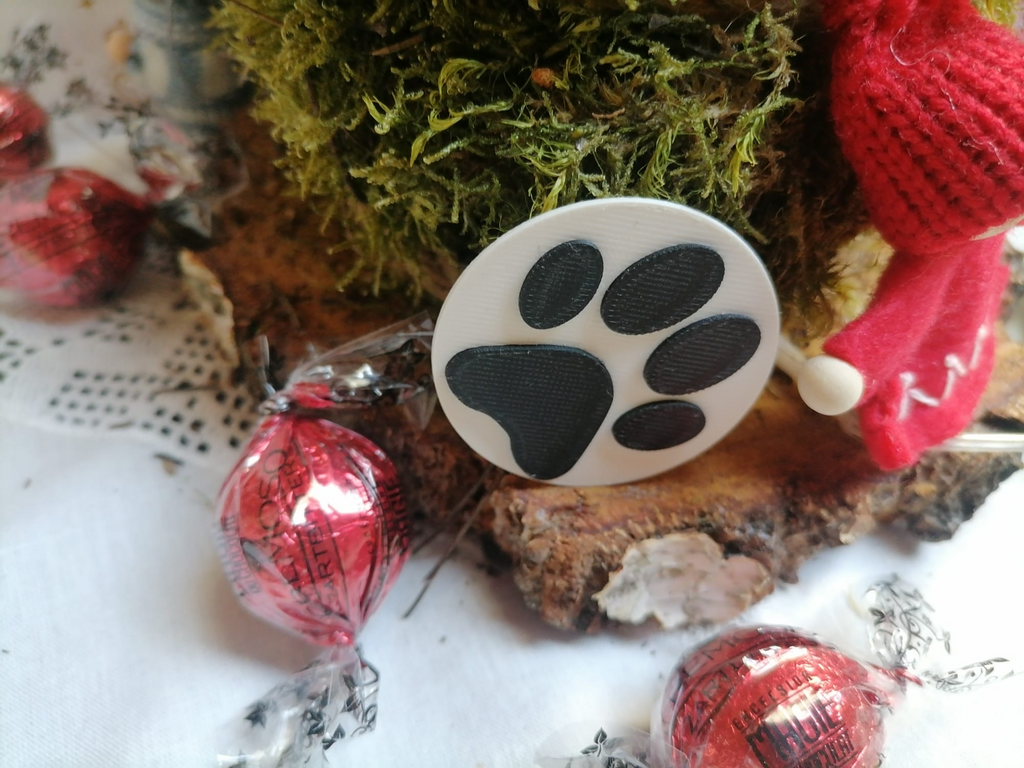 Black and White Dog Paw Decorative Coin