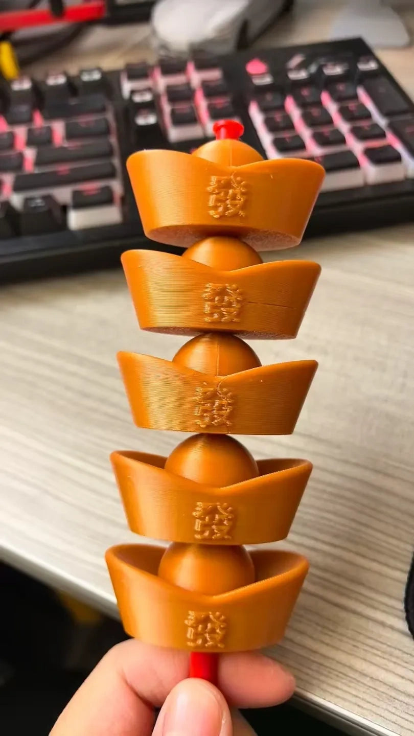 可动糖葫芦-金元宝糖葫芦，前后“發發”