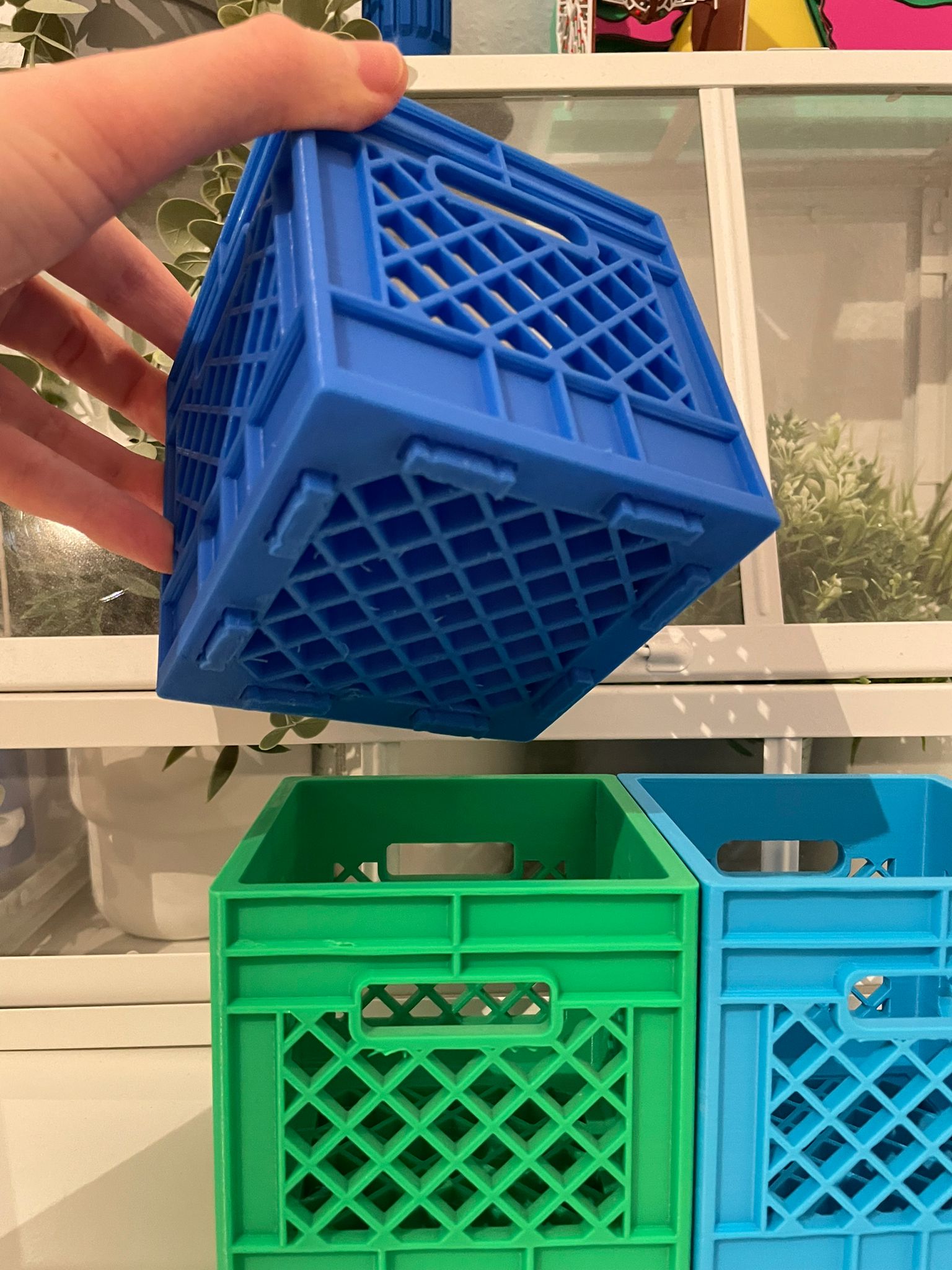 Stackable Milk Crates with Print in Place Pegs