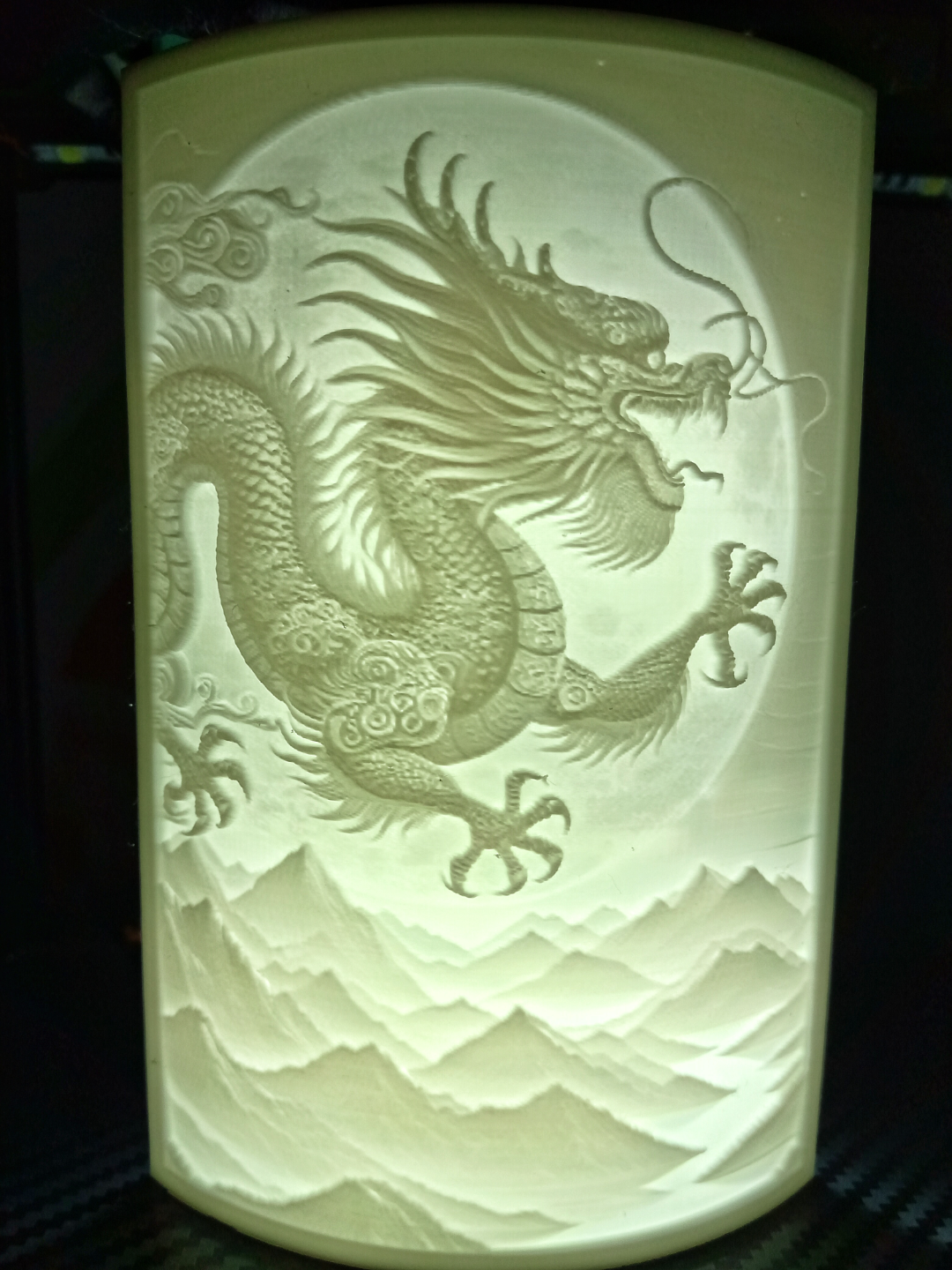 Year of the dragon wooden lithophane