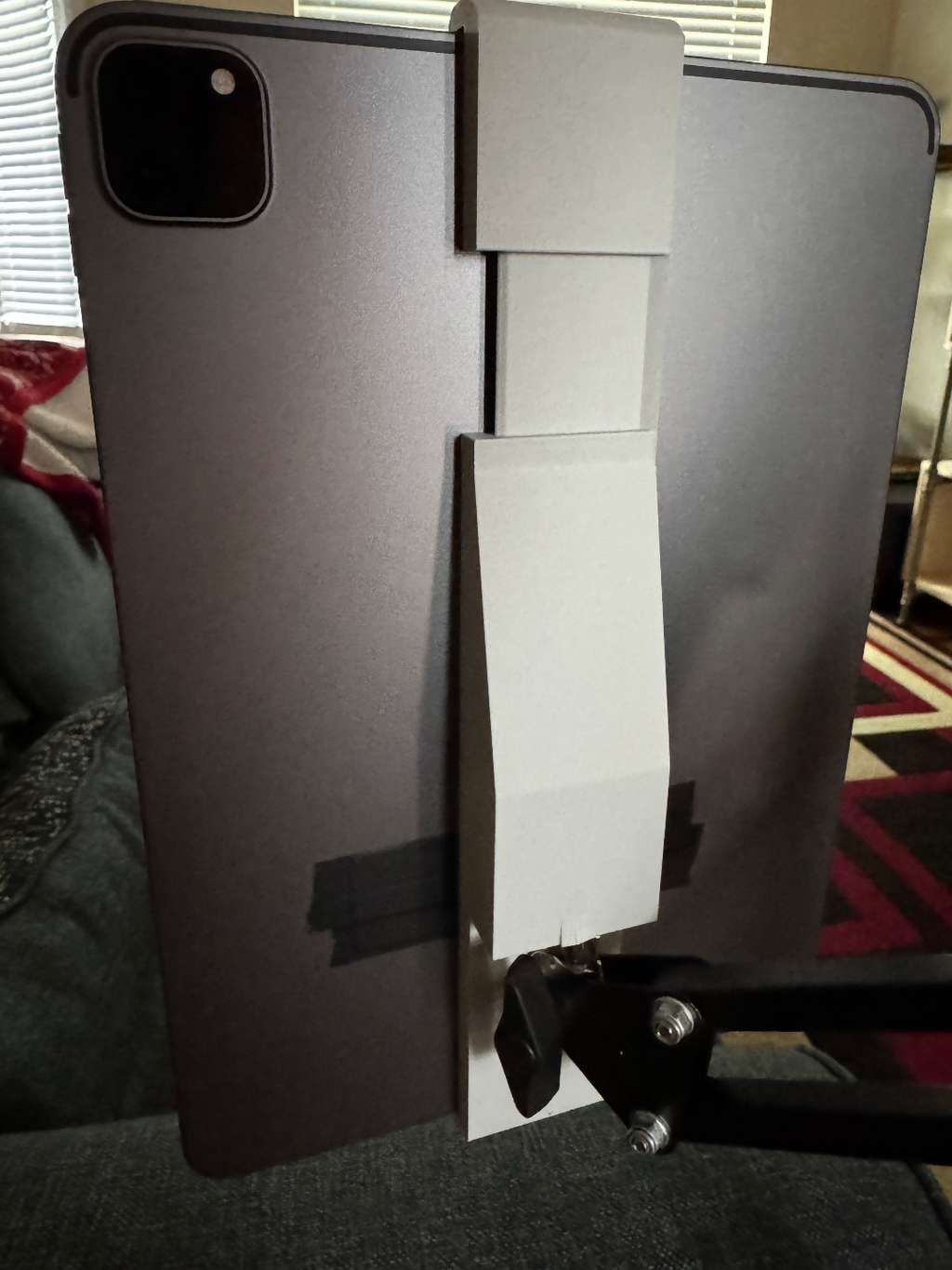 Microphone arm tablet holder