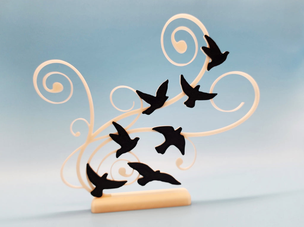 Wind with Sparrows - 2 Colors - Stand Optional