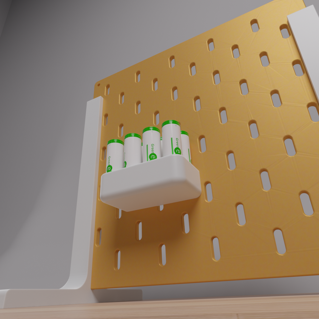AA Battery Holder/Organizer for Ikea Skadis Pegboard