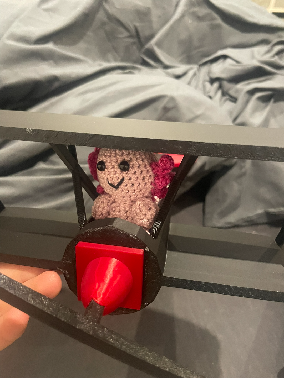 Biplane for small plushies with wallmount