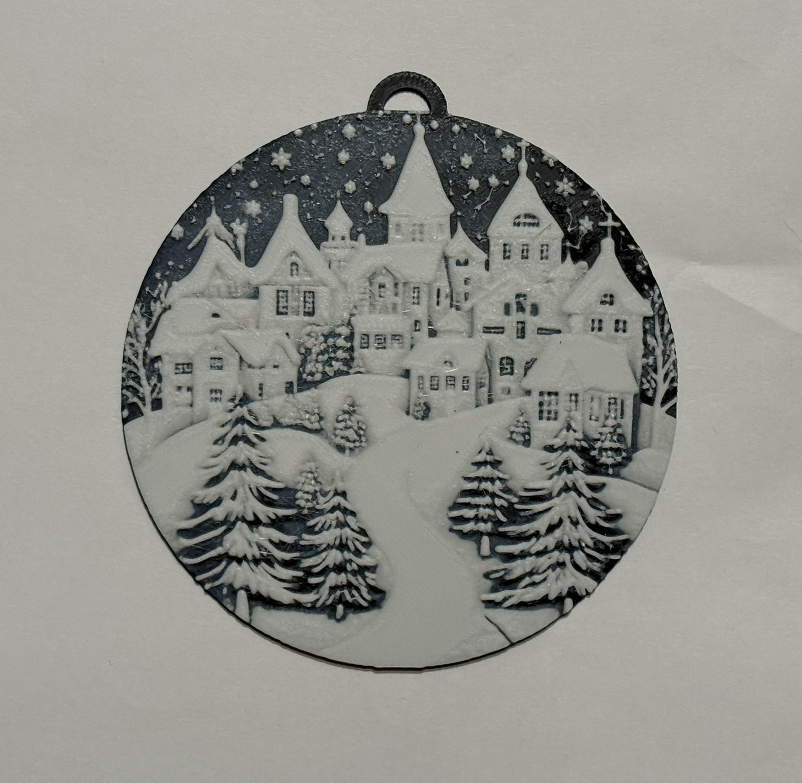 Christmas landscape in snow ball hueforge