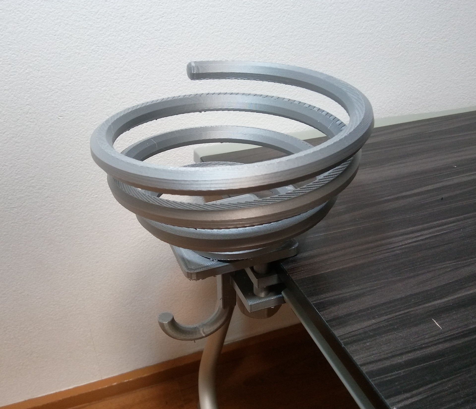 Clamp-on Headphone Hook with basket
