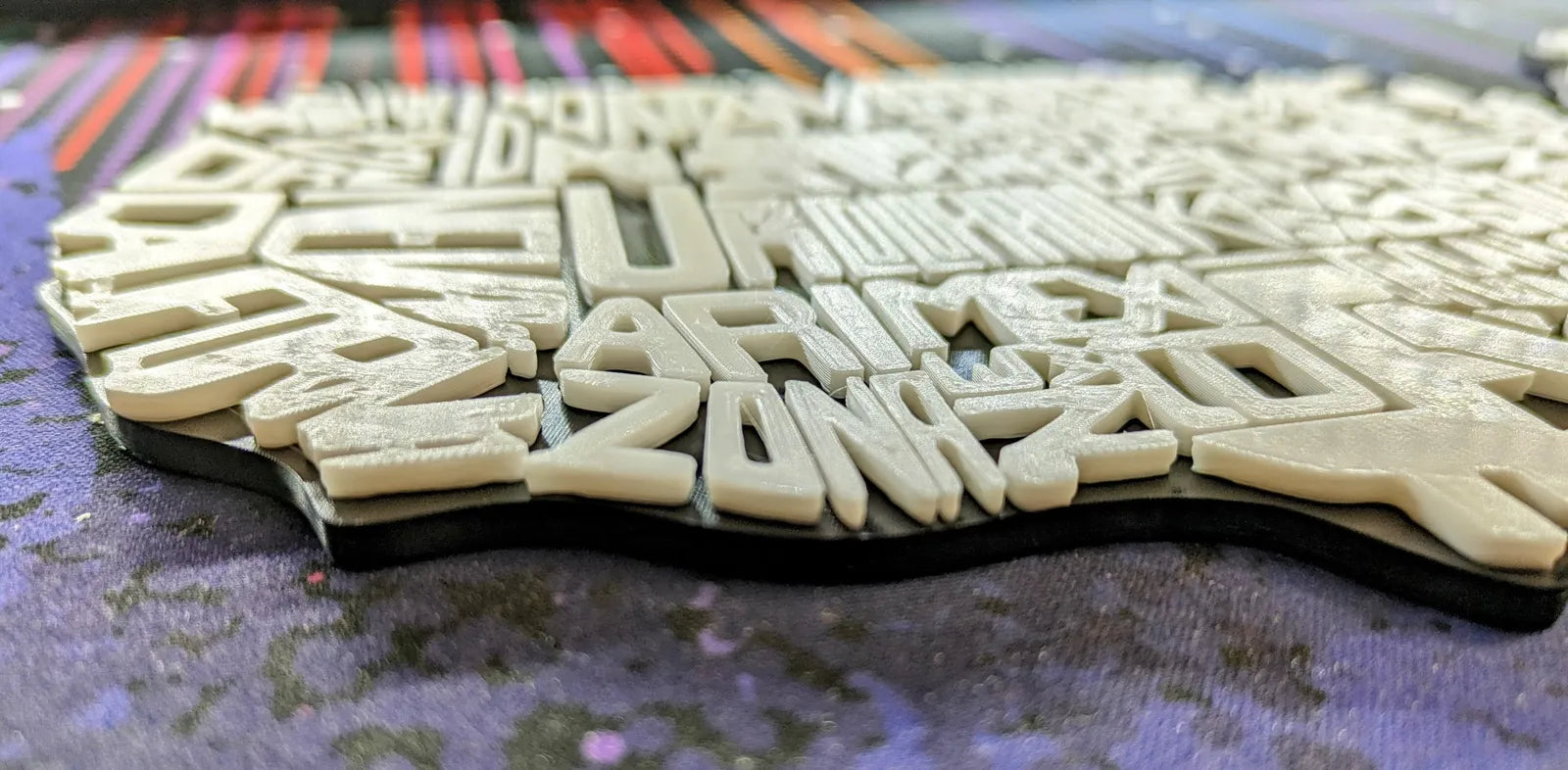 USA 3D Map Typographic Wall Art