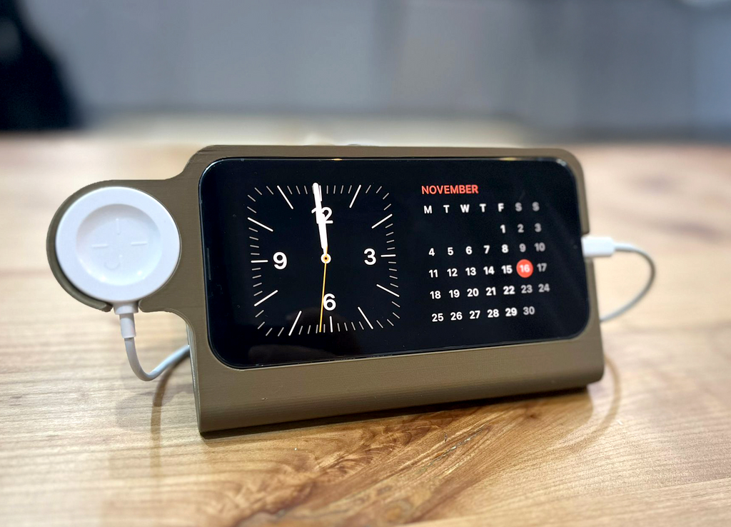 iPhone dock with Huawei GT 4 watch charger