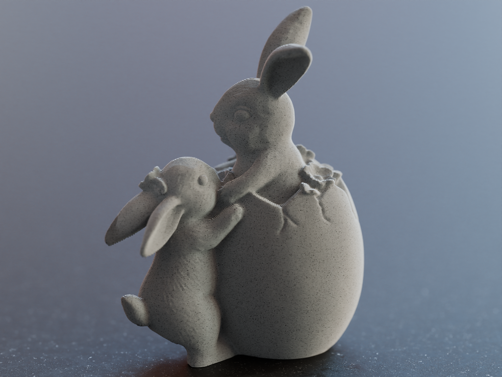 Cute easter bunny in easter Egg