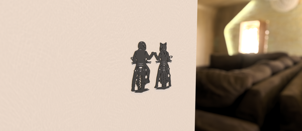 Biker Couples - 3D Wall Art Motorcycle