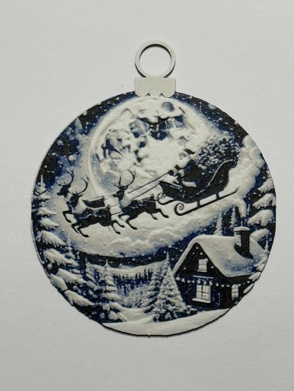 Christmas tree ball, landscape with Santa Claus