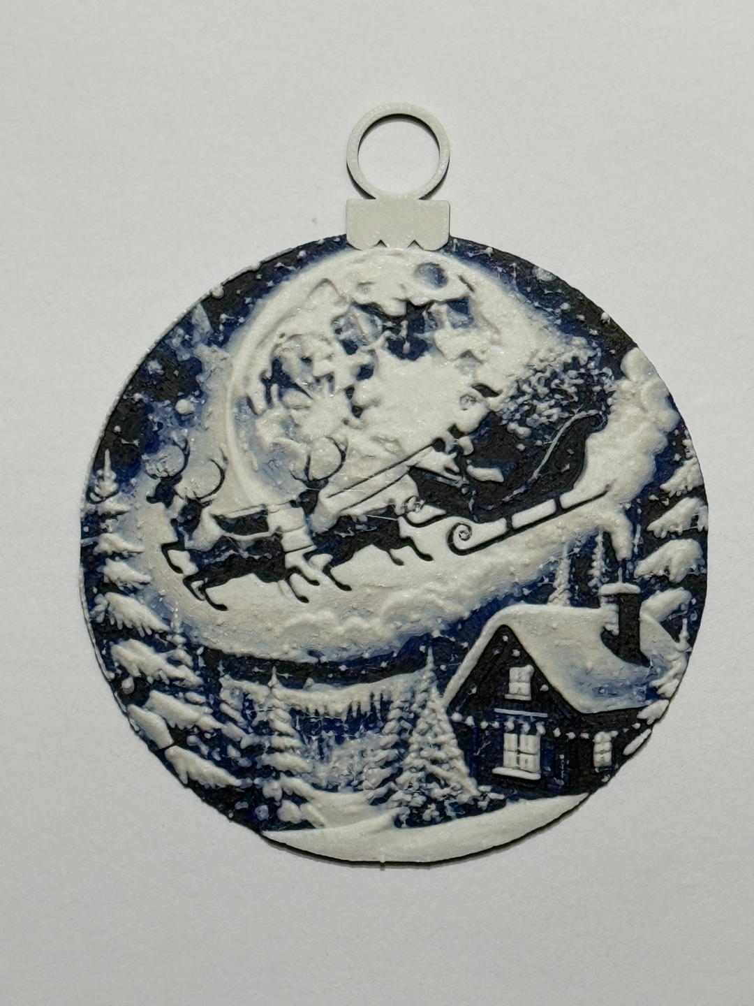 Christmas tree ball, landscape with Santa Claus