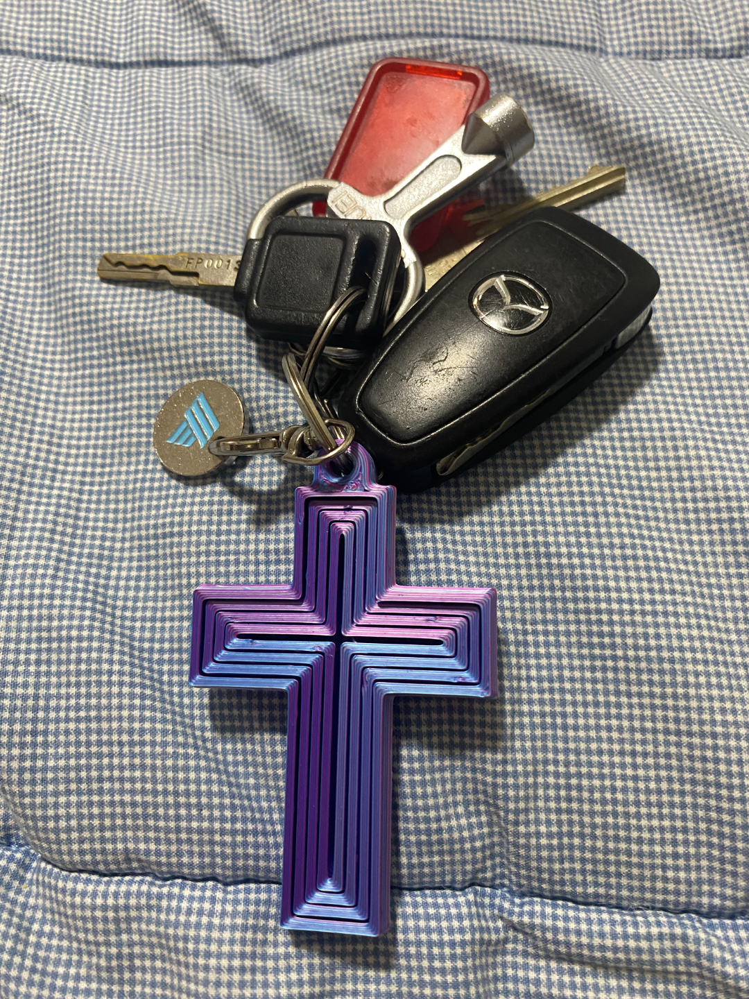 Fidget Cross key chain charm