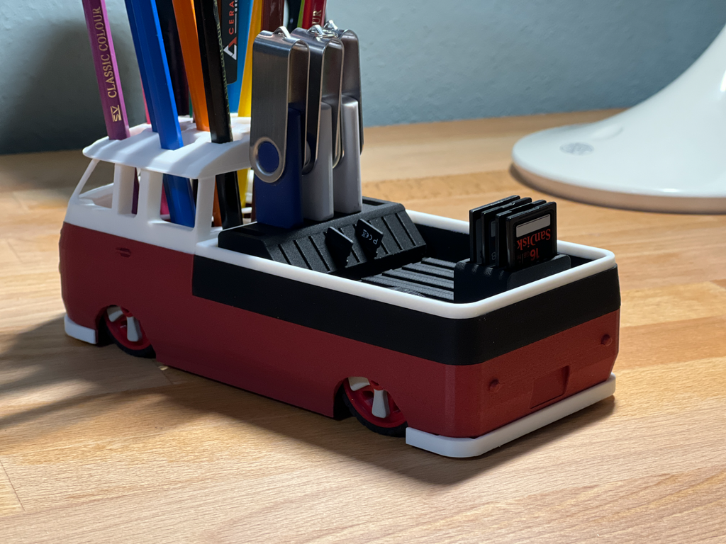 VW T1 Bus Pickup Pen / Desk Organizer USB SD microsd