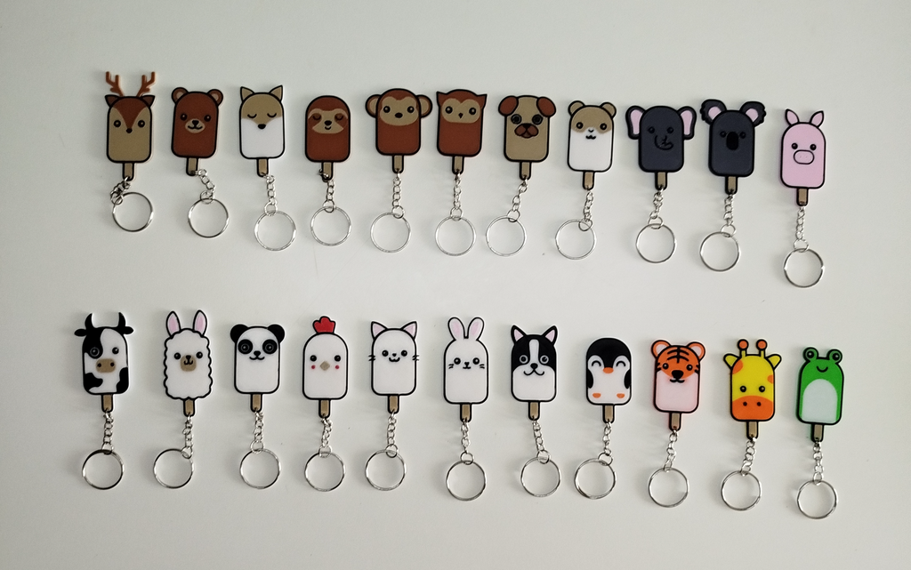 PACK OF 22 CUTE ANIMALS KEYCHAINS