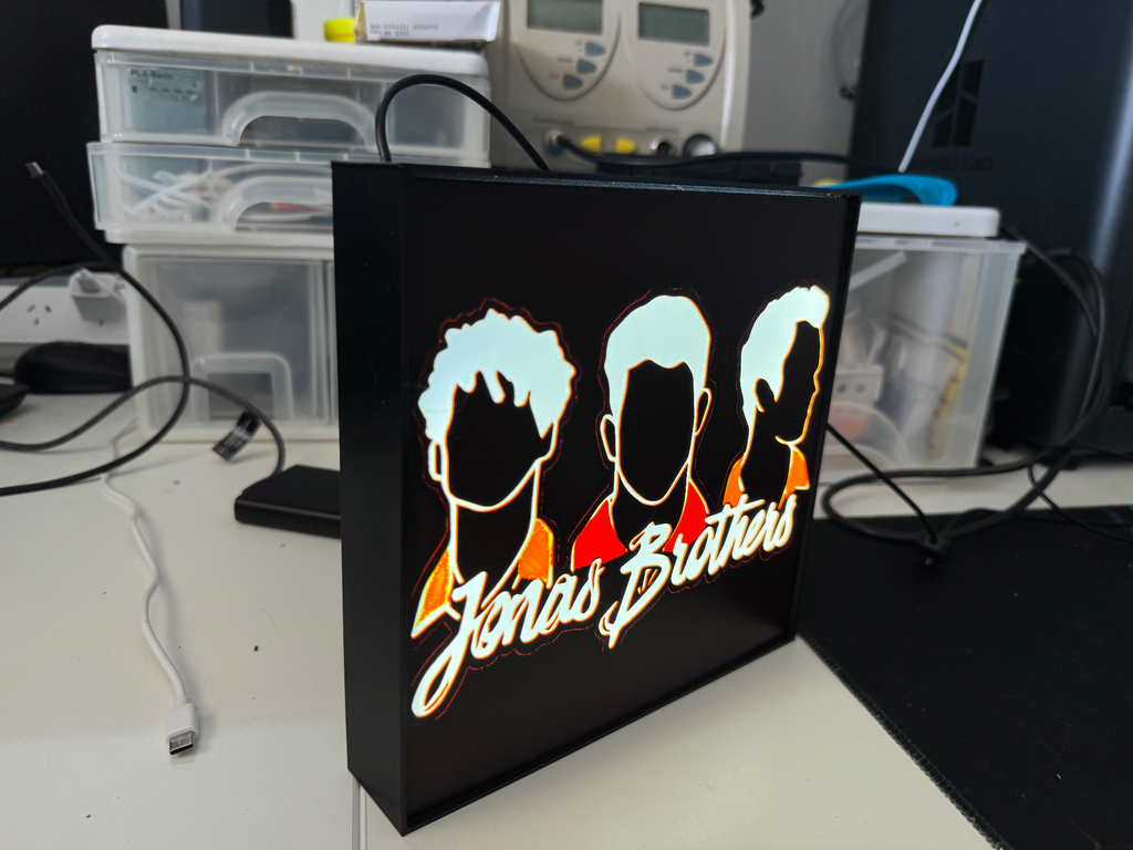 Jonas Brothers Logo Light Box for USB or 12v LED Lighting