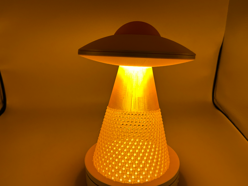 UFO Table Lamp with Tractor Beam Illumination