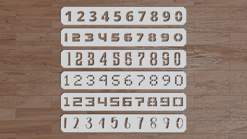 Number Digits Font Stencils (6 fonts)