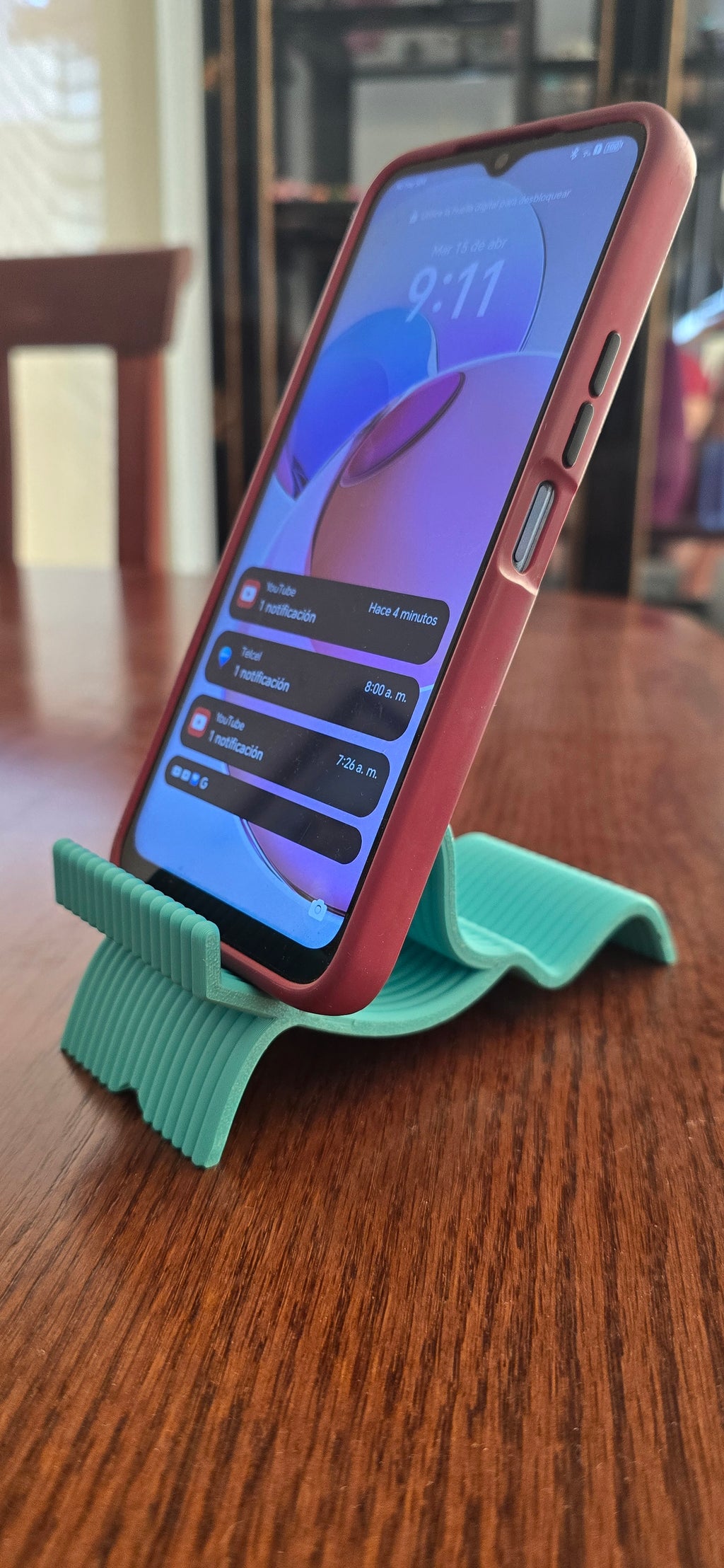 Phone stand, two angles.