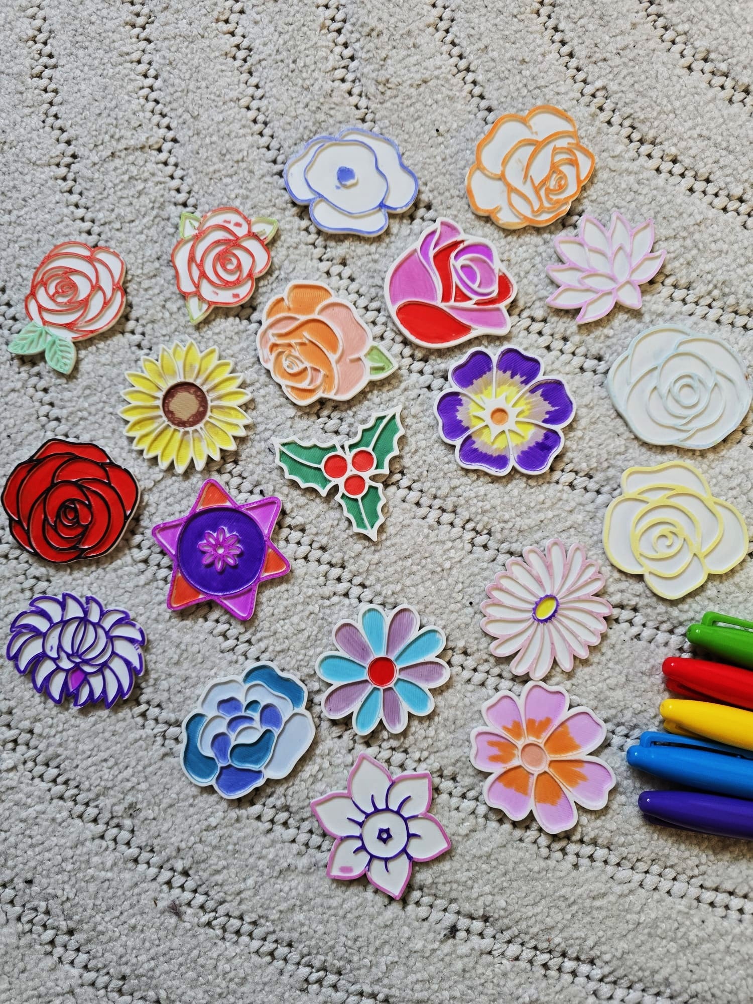 Flower Coloring Color Set Stamp Mothersday Mom