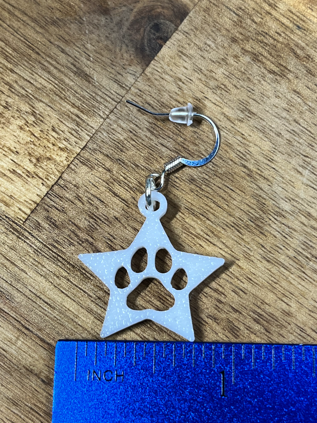 Star with Paw Print Earrings