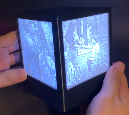 Cubo para Litofanias, con cobertor para pilas