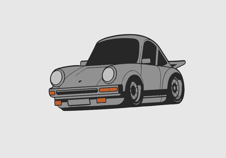 Tooned Porsche Keychain